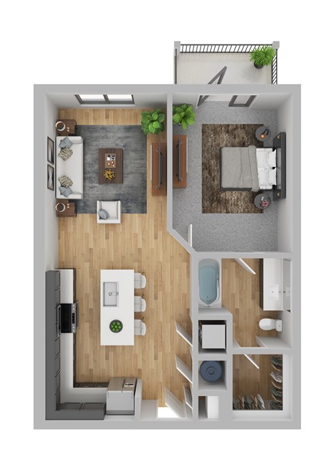 Floor plan for 1 bed, 1 bath, 759 sqft